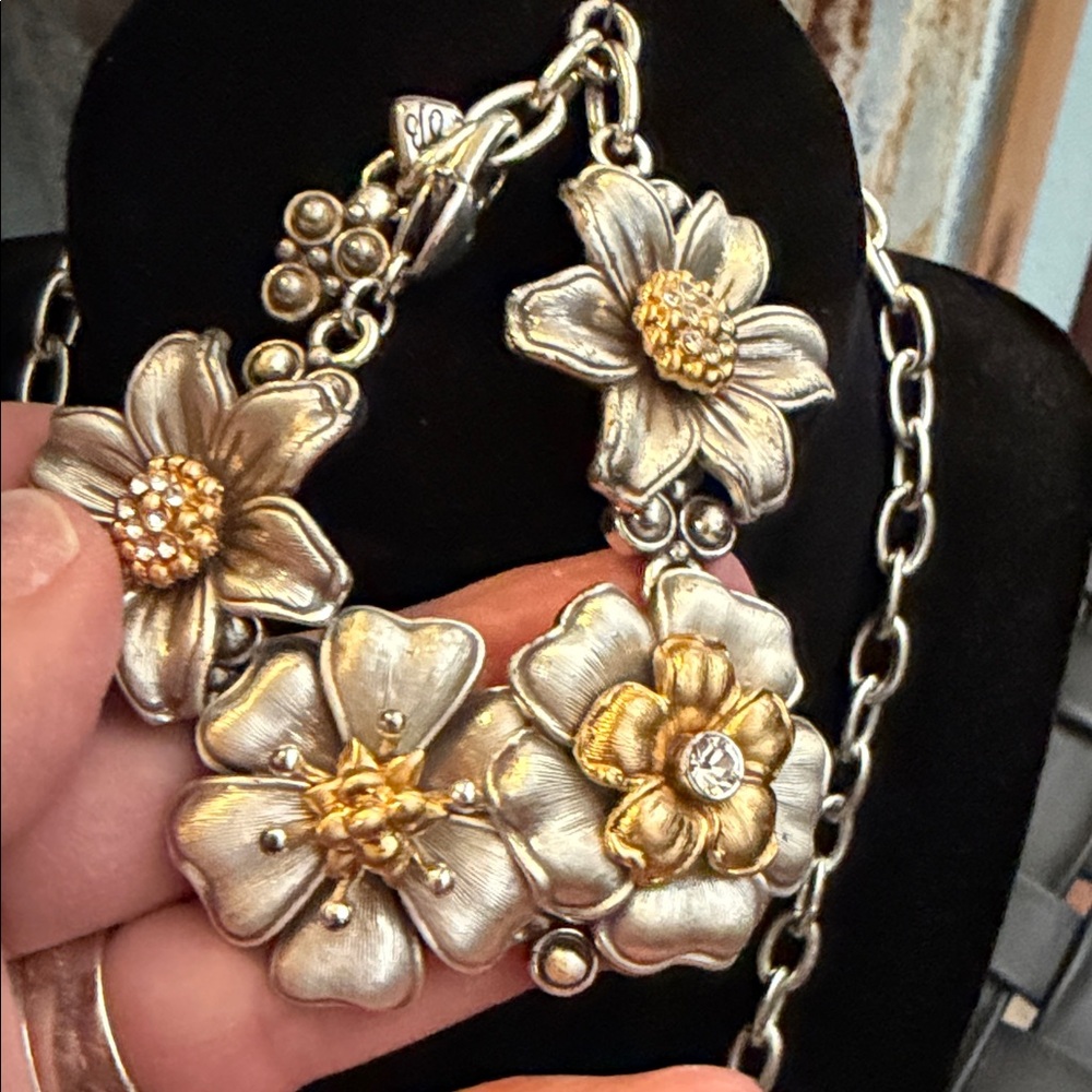 Brighton, Retro Garden Floral Silver and Gold Jewelry Set with Swarovski Crystal - Picture 2 of 4
